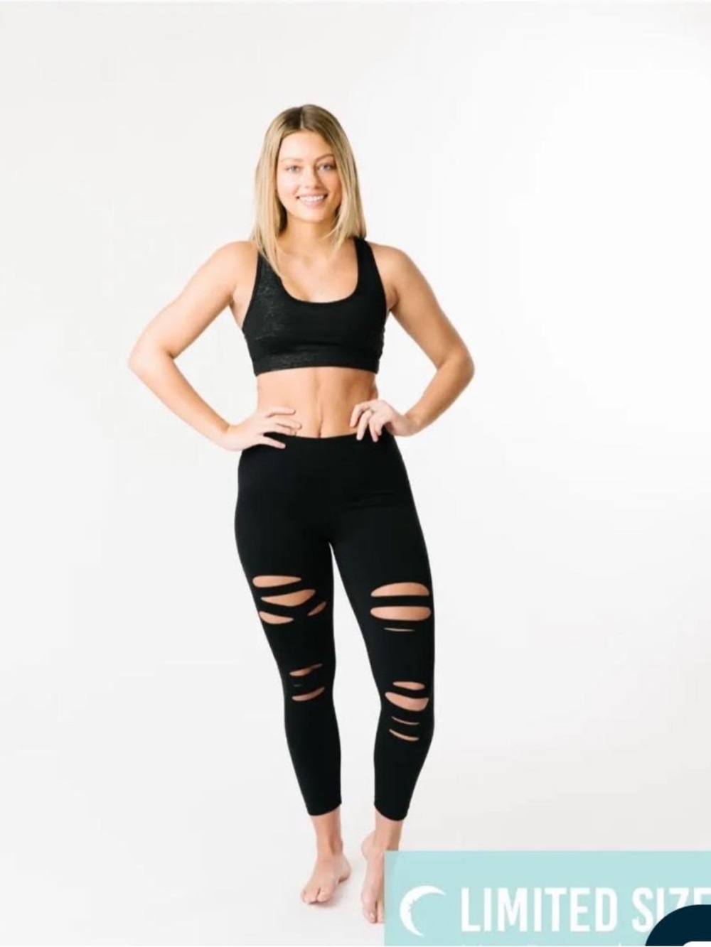 Black Ripped High-Waist Leggings - Sleek Everyday Style (New without tags)